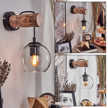 Koyoto Wall Light - glass 15 cm Ecru, black, 1-light source