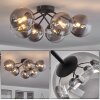 Chehalis Ceiling Light - glass 15 cm clear, Smoke-coloured, 6-light sources