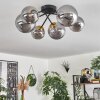 Chehalis Ceiling Light - glass 12 cm, 15 cm gold, black, 6-light sources