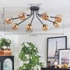 Chehalis Ceiling Light - glass 10 cm gold, black, 8-light sources