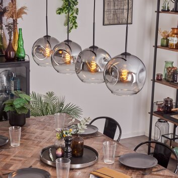 Ripoll Pendant Light - glass 25 cm clear, Smoke-coloured, 4-light sources