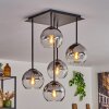 Koyoto Ceiling Light - glass 15 cm clear, Smoke-coloured, 5-light sources
