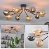 Chehalis Ceiling Light - glass 12 cm, 15 cm gold, black, 8-light sources