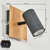 JAVEL Wall Light grey, Wood like finish, black, 1-light source