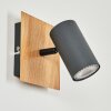 JAVEL Wall Light grey, Wood like finish, black, 1-light source