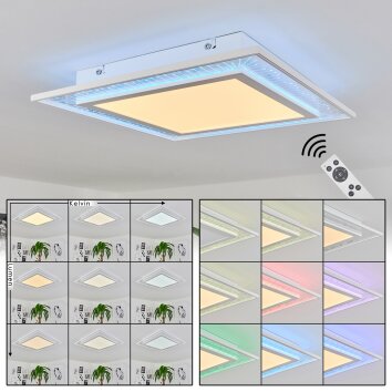 HAUMONIA Ceiling Light LED white, 2-light sources, Remote control, Colour changer