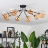 Chehalis Ceiling Light - glass 12 cm, 15 cm gold, black, 8-light sources