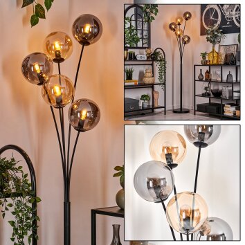 Gastor Floor Lamp - glass 15 cm Amber, Smoke-coloured, 5-light sources