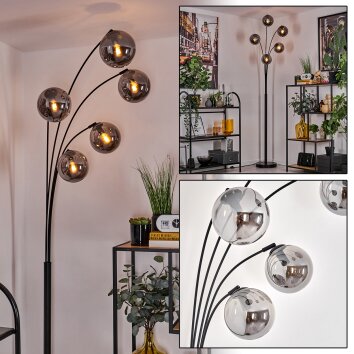 Gastor Floor Lamp - glass 15 cm Smoke-coloured, 5-light sources