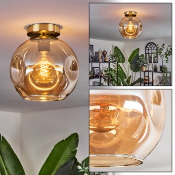 Ripoll Ceiling Light - glass 25 cm gold, black, 1-light source