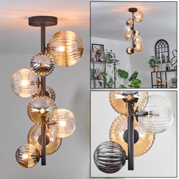Chehalis Ceiling Light - glass 10 cm, 12 cm, 15cm Amber, clear, Smoke-coloured, 8-light sources