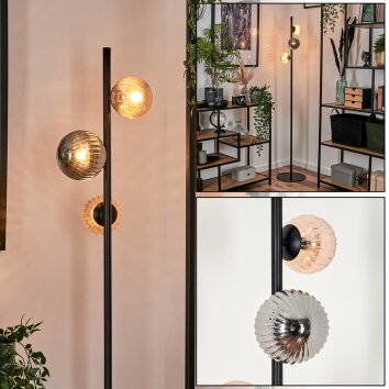 Remaisnil floor lamp Amber, Smoke-coloured, 3-light sources