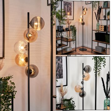 Remaisnil floor lamp Amber, clear, Smoke-coloured, 5-light sources