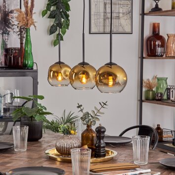 Ripoll pendant light gold, clear, 3-light sources