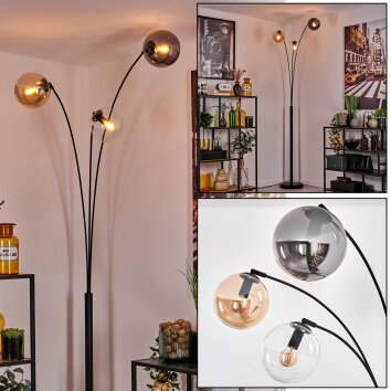 Gastor floor lamp Amber, clear, Smoke-coloured, 3-light sources