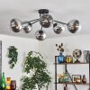 Gastor ceiling light 74 cm chrome, clear, Smoke-coloured, 6-light sources