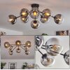 Gastor ceiling light 87 cm clear, Smoke-coloured, 8-light sources