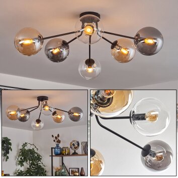 Gastor ceiling light 74 cm Amber, clear, Smoke-coloured, 6-light sources