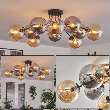 Gastor ceiling light 83 cm Amber, Smoke-coloured, 10-light sources