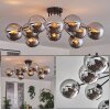 Gastor ceiling light 83 cm chrome, Smoke-coloured, 10-light sources