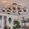 Gastor ceiling light 83 cm chrome, Smoke-coloured, 10-light sources