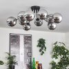 Gastor ceiling light 83 cm chrome, Smoke-coloured, 10-light sources