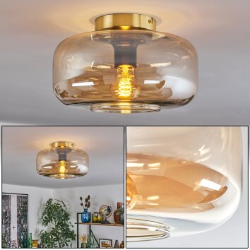 Boza ceiling light Amber, clear, 1-light source
