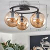 Gastor ceiling light, globe light Amber, 3-light sources
