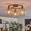 Gastor ceiling light, globe light Amber, clear, 3-light sources