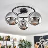 Gastor ceiling light, globe light chrome, Smoke-coloured, 3-light sources