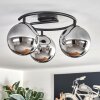Gastor ceiling light, globe light chrome, Smoke-coloured, 3-light sources