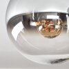 Gastor ceiling light, globe light 37 cm chrome, clear, Smoke-coloured, 3-light sources