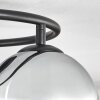 Gastor ceiling light, globe light 37 cm chrome, clear, Smoke-coloured, 3-light sources