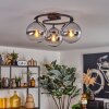 Gastor ceiling light, globe light 37 cm chrome, clear, Smoke-coloured, 3-light sources