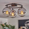 Gastor ceiling light, globe light 37 cm chrome, clear, Smoke-coloured, 3-light sources