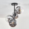 Gastor ceiling light, globe light chrome, clear, Smoke-coloured, 4-light sources