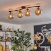 Gastor ceiling light, globe light Amber, 4-light sources