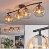Gastor ceiling light, globe light Amber, clear, 4-light sources