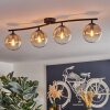 Gastor ceiling light, globe light Amber, clear, 4-light sources
