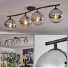 Gastor ceiling light, globe light chrome, clear, Smoke-coloured, 4-light sources