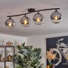 Gastor ceiling light, globe light chrome, clear, Smoke-coloured, 4-light sources