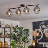 Gastor ceiling light, globe light chrome, clear, Smoke-coloured, 4-light sources