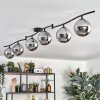 Gastor ceiling light, globe light chrome, Smoke-coloured, 6-light sources
