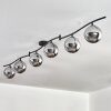 Gastor ceiling light, globe light chrome, Smoke-coloured, 6-light sources