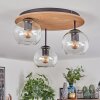 Koyoto ceiling light, globe light 40 cm brown, Wood like finish, black, 3-light sources
