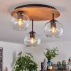 Koyoto ceiling light, globe light 40 cm brown, Wood like finish, black, 3-light sources