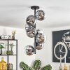 Gastor ceiling light, globe light 32 cm chrome, clear, Smoke-coloured, 8-light sources