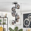 Gastor ceiling light, globe light 32 cm chrome, clear, Smoke-coloured, 8-light sources