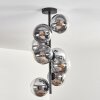 Gastor ceiling light, globe light 32 cm chrome, clear, Smoke-coloured, 8-light sources
