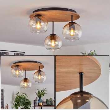 Koyoto ceiling light, globe light Ecru, black, 3-light sources